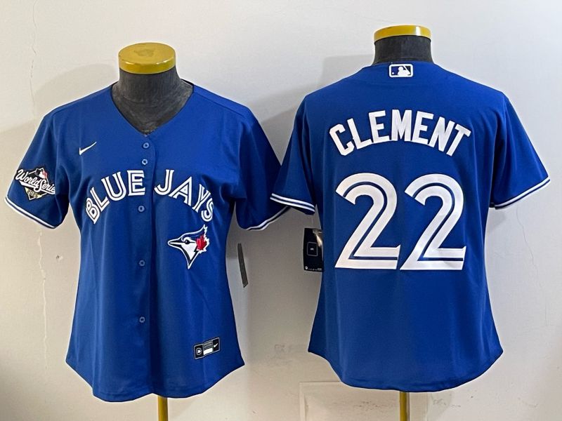 Women 2025 Nike Toronto Blue Jays #22 Clement Blue Game MLB Jersey 02